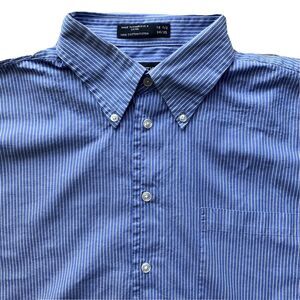 Nautica Blue White Stripe Button Down Dress Shirt Men 16.5 34/35